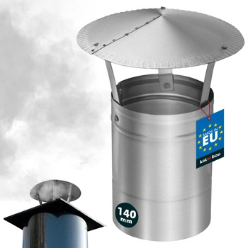 Copertină de fum pentru țeavă de coș galvanizată argintie 140 mm