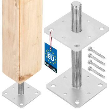 Baza stâlpului înșurubată reglabilă oțel cu filet argintie 160x160x250 mm