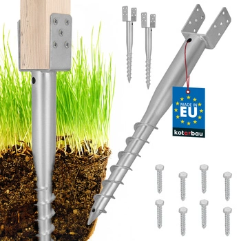 Baza stâlpului în formă de u înșurubată pământ oțel 80x710 mm set de 2 buc.