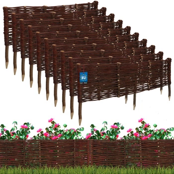 Gard de grădină din răchită condus palisadă margine 100x30 cm set de 10 buc.