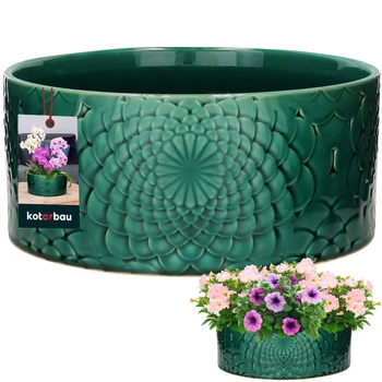 Ghiveci ceramic de flori jos 13x28 cm - Culoare turcoaz