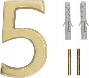 Numărul casei "5" pentru ușă 3d 10cm alamă