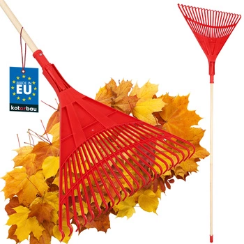 Greblă tip evantai pentru frunze 50 cm + coadă din lemn 1,5 m