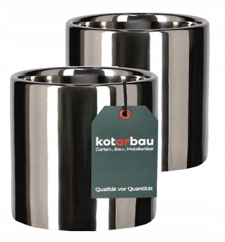 Ghiveci argintiu ceramic lucios fi 80 set de 2 buc.