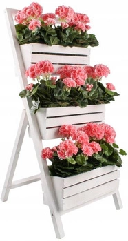 Pat de flori de grădină 3 ghivece de balcon alb - 105 cm