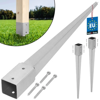 Stâlp de bază condus ancoră sol oțel 70x70x750 mm set de 2 buc.