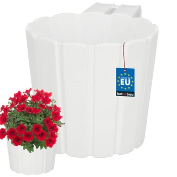 Ghiveci de balcon pentru balustradă cu mâner pentru agățat alb 150 mm