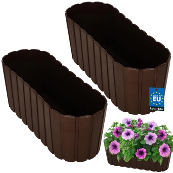 Ghiveci alungit pentru flori maro 40cm set de 2 buc.