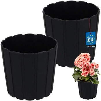 Ghiveci din plastic pentru flori antracit 17cm set de 2 buc.