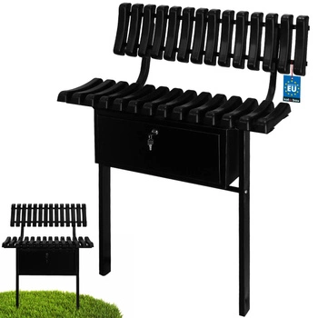 Cemetery bancă cu spătar de depozitare negru 75 cm