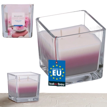 Lumânare de sticlă parfumată tricoloră 32 h - spa garden