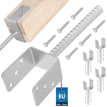 Bază de stâlp cu tijă de încastrare 80 mm set de 4 buc.