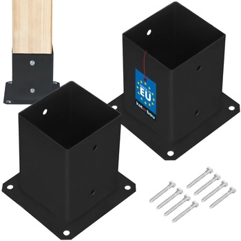 Bază pentru stâlp fixată pe beton neagră 100x100mm set de 2 buc.