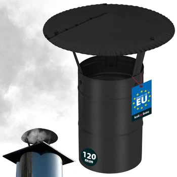 Copertină de fum pentru țeavă de coș galvanizată neagră 120 mm
