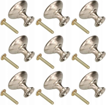 Argintiu mobilă buton de mobilier mâner de dulap ciupercă - 10 buc.