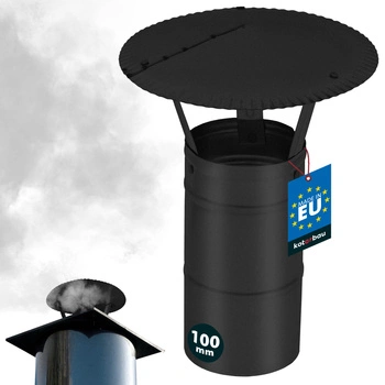 Copertină de fum pentru țeavă de coș galvanizată neagră 100 mm