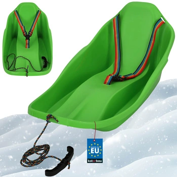 Sanie din plastic cu spătar și centuri de siguranță verzi