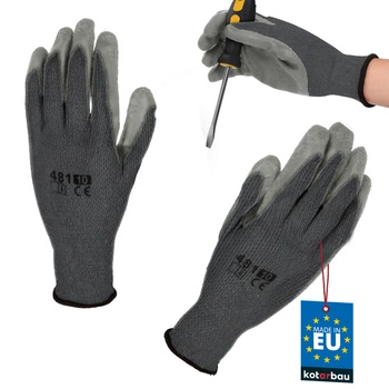 Mănuși de lucru antiderapante acoperite cu latex gri mărimea xl