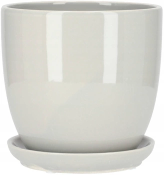 Ghiveci de flori din ceramică vas de protecție cu bază gri ⌀20 cm