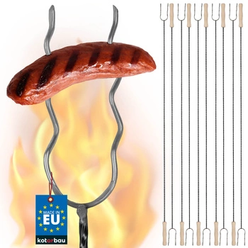 Cârnați pol cu dinți dubli ondulat furcă de foc 130 cm set de 10 buc.