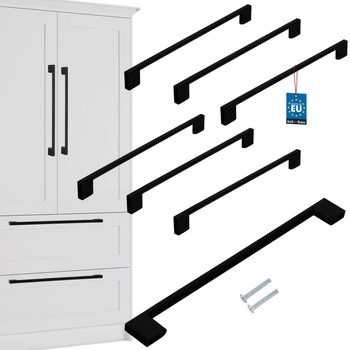 Mâner mobilier clasic modern negru mat 256 mm set de 6 buc.