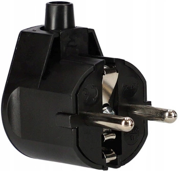 Conector unghiular, deschis, împământare, mufă 16A - Culoare neagră