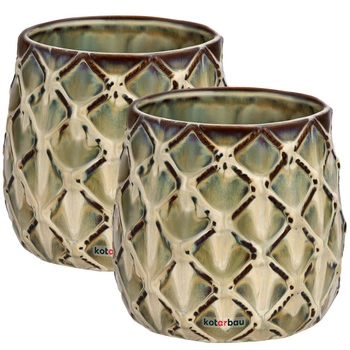 Ghiveci ceramic cu ananas fi 145 mm set de 2 buc.
