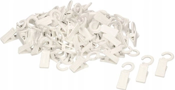 Cârlige plastic pentru tijă perdea lemn set de 100 buc.