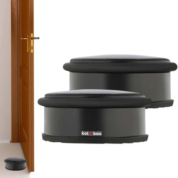 Opritor de ușă de sine stătător negru 4 cm set de 2 buc.