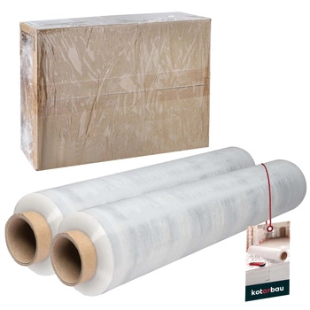 Rolă transparentă de folie stretch pentru ambalaje 2,6 kg set de 2 buc.