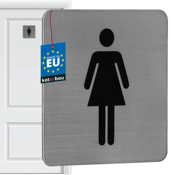 Semn pentru ușa toaletei femei pictogramă autoadeziv oțel 7x7 cm