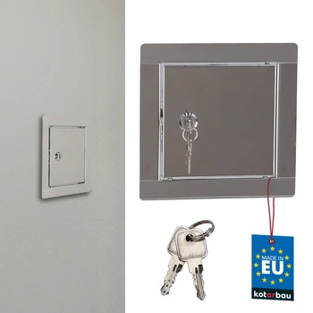 Ușă de inspecție încuietoare cu cheie oțel inoxidabil argintiu 10x10 cm
