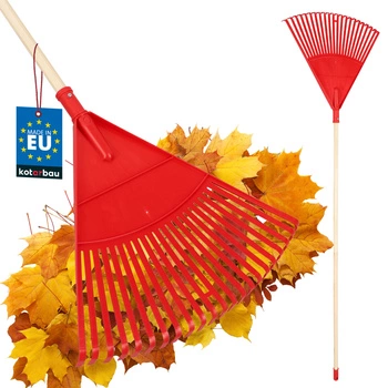 Greblă tip evantai pentru frunze 49 cm + coadă din lemn 1,5 m