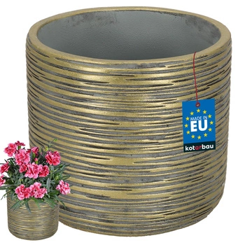 Ghiveci ceramic fi 12, vas pentru flori - Culoare aurie