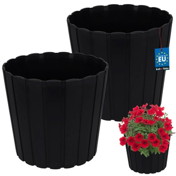 Ghiveci din plastic pentru flori antracit 29cm set de 2 buc.