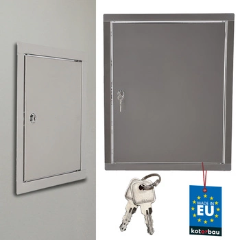 Ușă de inspecție încuietoare cu cheie oțel inoxidabil argintiu 30x50 cm