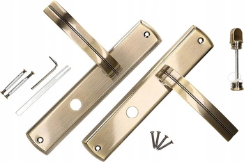 Clanță ușă patină 90mm placă lungă blocare WC - Culoare patină