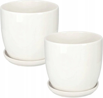 Capac pentru ghiveci de flori din ceramică cu bază albă ⌀15 cm - 2 buc.