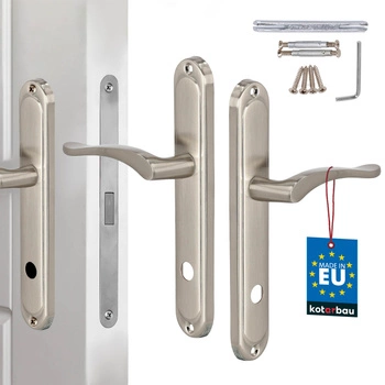 Mâner pentru ușă clasic placă lungă încuietoare pentru toaletă satin 90 mm