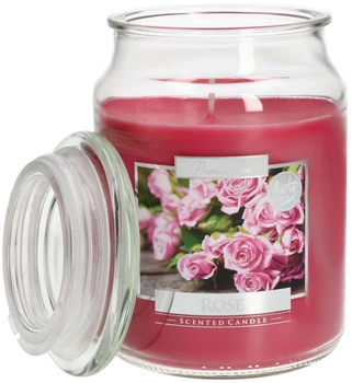 Lumânare parfumată mare de sticlă cu capac 100 h - trandafir