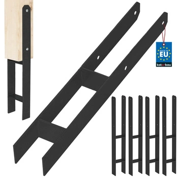 Baza stâlpului h pentru încastrare zincat negru 70 mm set de 4 buc.