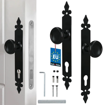 Mâner de poartă cu buton 90 mm pentru inserție