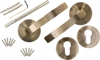Set de mânere pentru uși cu cheiță de 110 mm cu gaură de cheie patina cilindru