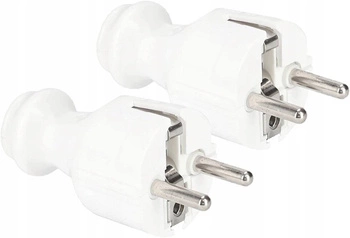 Priză rețea demontabilă cu împământare - 2 bucăți - Culoare albă