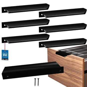 Mâner mobilier aluminiu negru mat 128/148 mm set de 6 buc.