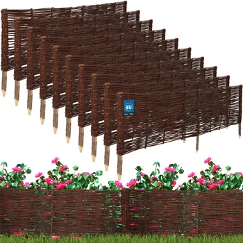 Gard de grădină din răchită condus palisadă margine 120x40 cm set de 10 buc.