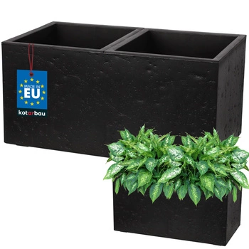 Ghiveci dreptunghiular dublu beton industrial negru 58 cm