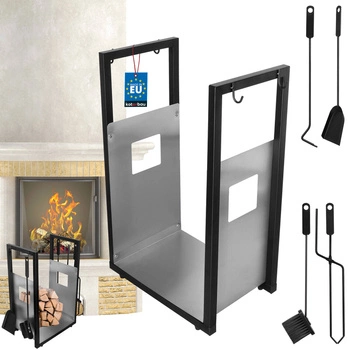 Șemineu set coș pentru lemne de foc accesorii 620mm