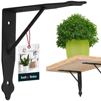 Suport de raft cu ranforsare negru 15x15 cm