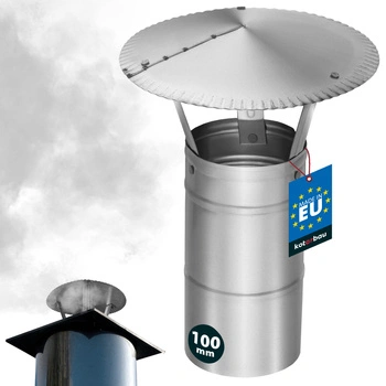 Copertină de fum pentru țeavă de coș galvanizată argintie 100 mm